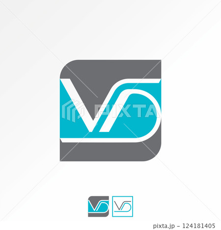Logo design graphic concept creative premium vector stock image top sell initial VD font over loop line square block to monogram typography branding 124181405