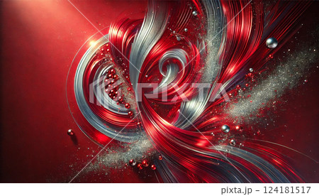 鮮やかな赤に銀の光が差し込むモダンな抽象画 〜情熱と洗練のレッドシルバー〜 鮮やかな赤に銀の光が差し込むモダンな抽象画 〜情熱と洗練のレッドシルバー〜 124181517