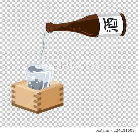 Illustration of pouring sake into a pot Illustration of pouring sake into a pot 124181609