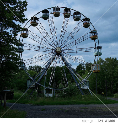 廃遊園地にある観覧車 124181866