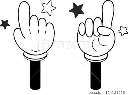 かわいいキャラクター風の手のイラスト　ひらめきのポーズ 124181936