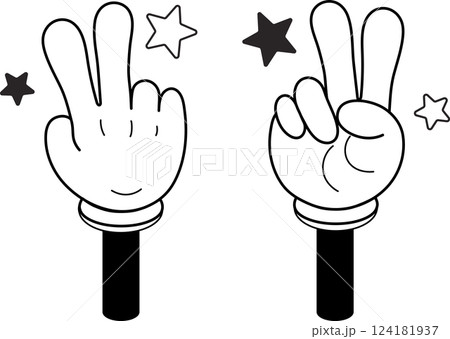 かわいいキャラクター風の手のイラスト 指を二本立てたチョキのポーズ かわいいキャラクター風の手のイラスト 指を二本立てたチョキのポーズ 124181937