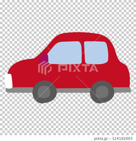 側身的紅色汽車 124182003