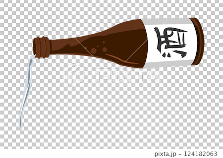 Illustration of a sake bottle pouring sake Illustration of a sake bottle pouring sake 124182063