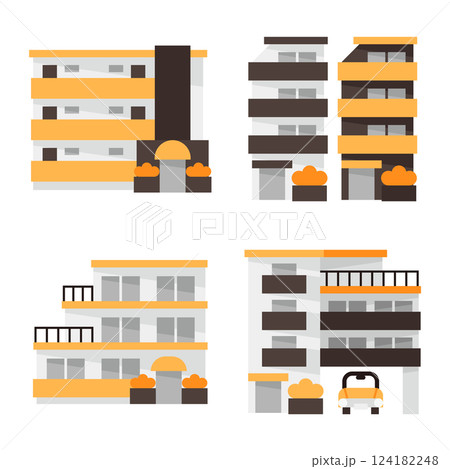シンプルなマンションのアイコンセット 124182248