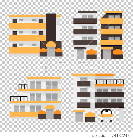 シンプルなマンションのアイコンセット 124182248