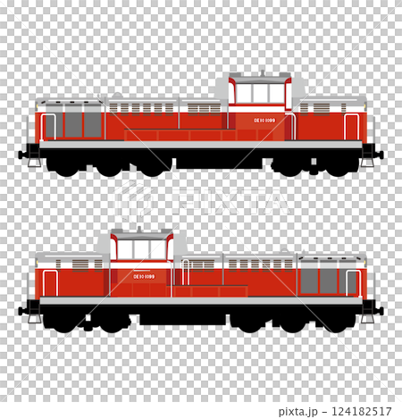 Sideways vector illustration of a DE10 diesel locomotive 124182517