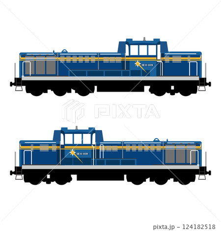 DE10形ディーゼル機関車(北斗星色)のベクターイラスト DE10形ディーゼル機関車(北斗星色)のベクターイラスト 124182518