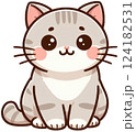お座りしている灰色の猫 124182531