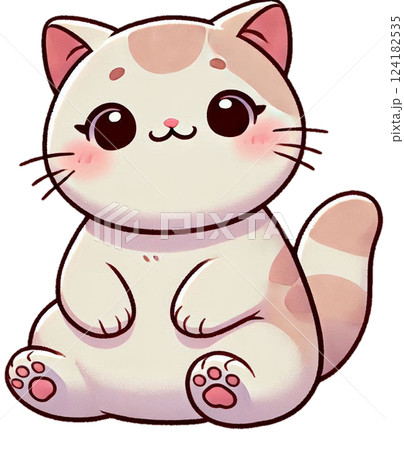 お座りしているもっちり猫 124182535
