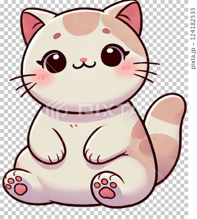 お座りしているもっちり猫 124182535