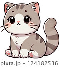 お座りしている灰色の猫 124182536
