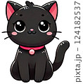 お座りしている黒猫 124182537