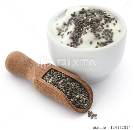 Yogurt with chia seeds Yogurt with chia seeds 124182814