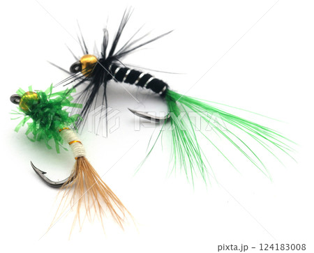 Fishing flies of diffrent colors 124183008
