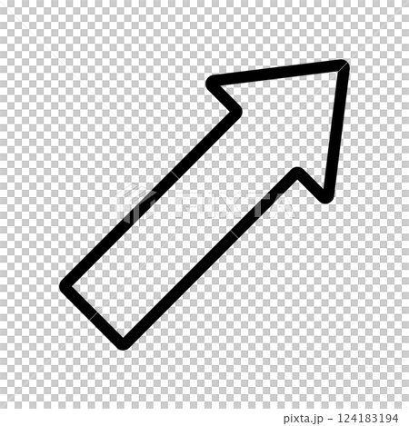 シンプルな上向き矢印アイコン（背景透過、線のみ） 124183194