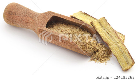 Liquorice stick and ground 124183265