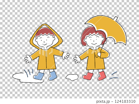 孩子們在一個下雨天 124183310