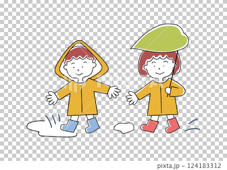 Children on a rainy day 124183312