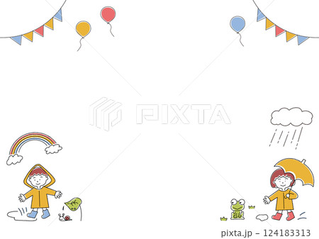 雨の中の子供（フレーム） 124183313