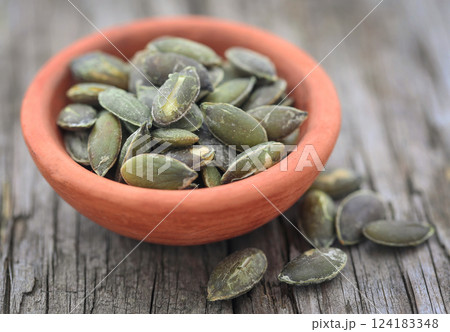 Pumpkin seeds roasted and salty Pumpkin seeds roasted and salty 124183348