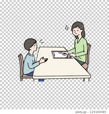 男孩與輔導員協商 124183485