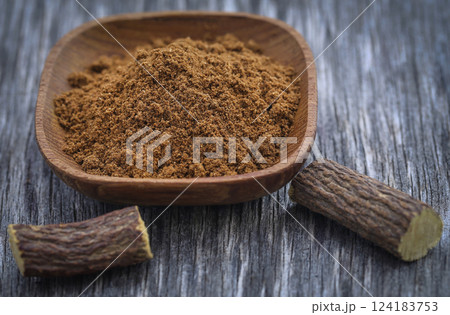 Liquorice stick and ground Liquorice stick and ground 124183753