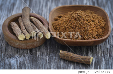Liquorice stick and ground Liquorice stick and ground 124183755