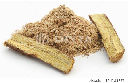 Liquorice stick and ground 124183771