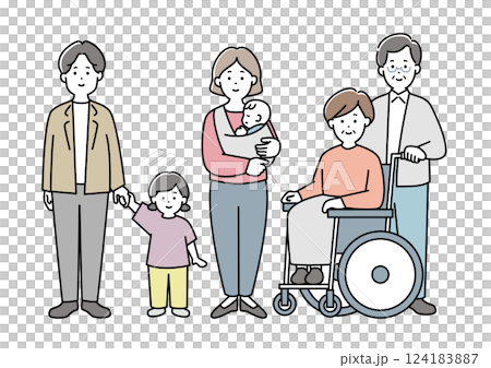 Family illustration material 02_full body 124183887