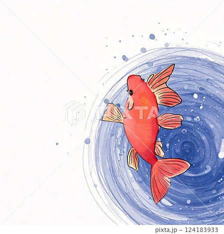 金魚　水　生成AI　水彩 124183933
