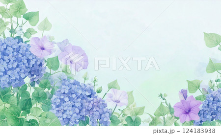 あじさい　夏　生成AI　背景 124183938