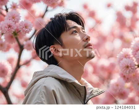 春の訪れを感じる穏やかな男性【Generative AI】 春の訪れを感じる穏やかな男性【Generative AI】 124184031