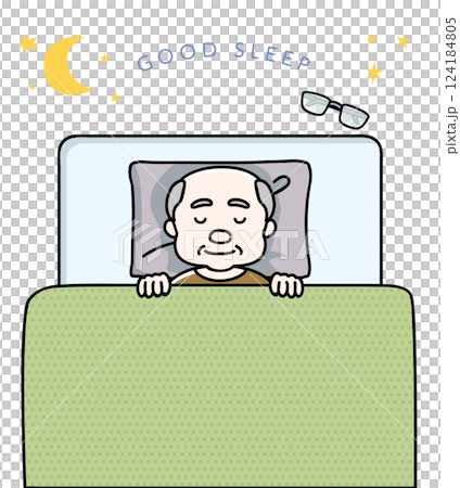 ぐっすり快眠できているシニア男性A 124184805