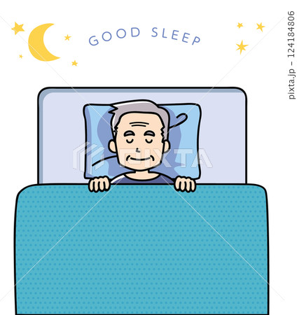 ぐっすり快眠できているシニア男性B 124184806