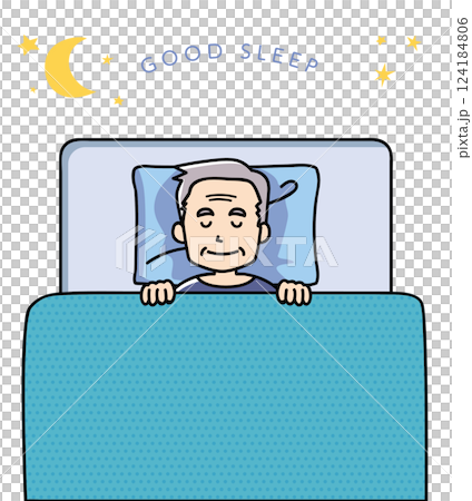 ぐっすり快眠できているシニア男性B 124184806
