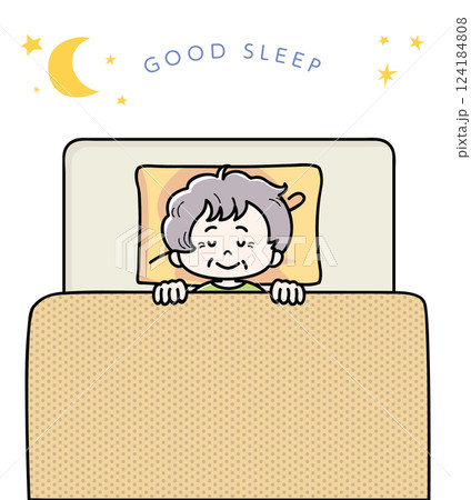 ぐっすり快眠できているシニア女性B 124184808