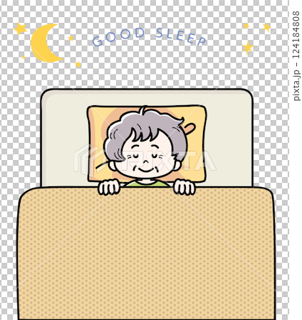ぐっすり快眠できているシニア女性B 124184808
