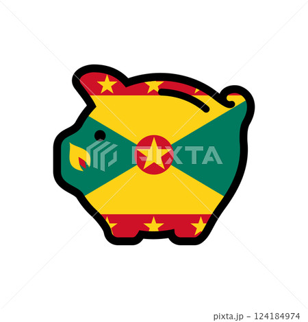 Flag of Grenada, piggy bank icon, vector symbol Flag of Grenada, piggy bank icon, vector symbol 124184974