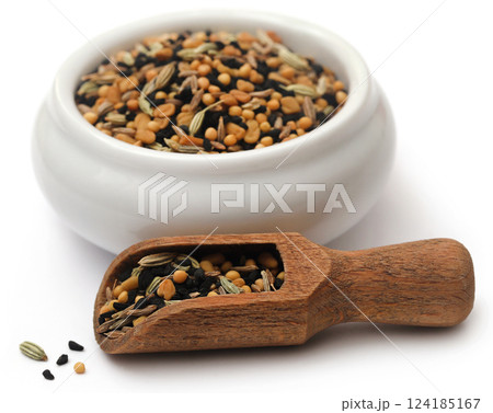 Mixed spices named as pach foron masala Mixed spices named as pach foron masala 124185167