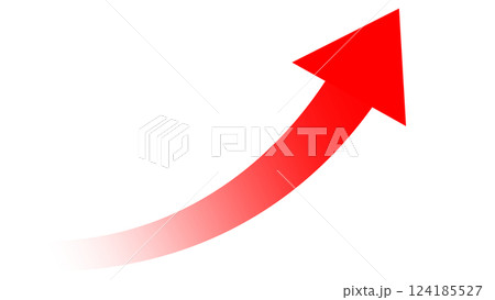 上向き赤矢印グラデーション 124185527