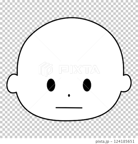 Facial expression illustration: straight face, black and white Facial expression illustration: straight face, black and white 124185651