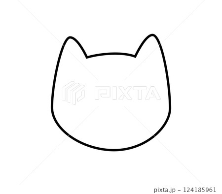 Cute doodle cat line shape. Journal bullet sticker. Diary planner frame. Hand drawn organic blob. Doodle cat speech bubble. Girly notepad. Vector illustration isolated on white background 124185961