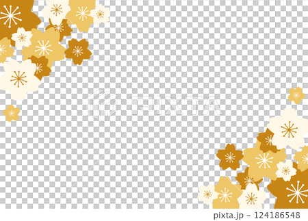 三朵深黃色櫻花組成的框架 三朵深黃色櫻花組成的框架 124186548