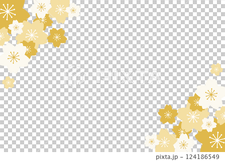 黄色の三色の桜が集まったフレーム 124186549
