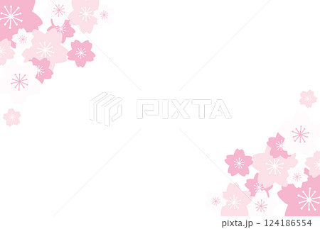 三色の桜が集まったフレーム 124186554