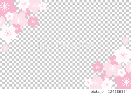 三色の桜が集まったフレーム 124186554