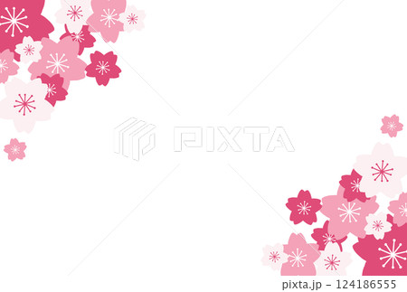 鮮やかなピンクの三色の桜が集まったフレーム 124186555
