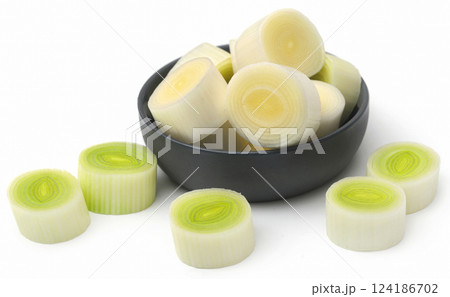 Fresh leek stem chopped 124186702