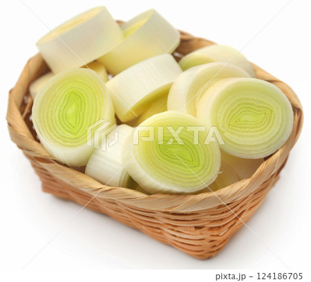 Fresh leek stem chopped 124186705